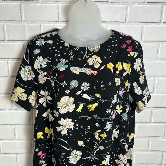 H&M women’s short sleeve Floral Black Dress/size 14 - Picture 3 of 9